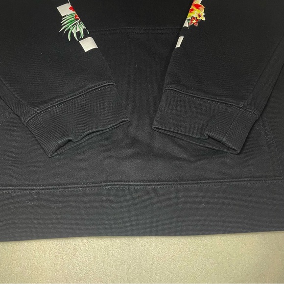 Vans Black Floral Checkerboard Sleeve Hoodie Pullover Sweatshirt Streetwear - Picture 12 of 15